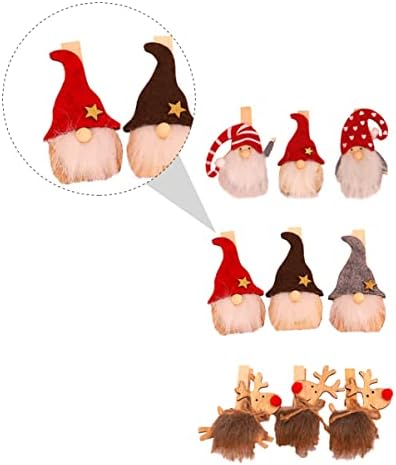 Solustre 9pcs Pin Pin Pin Swedish Holiday Gnome Os prendedores de roupas artesanais pendurados de Natal Crafts Decor Decoração