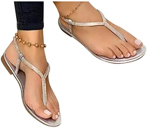 Sandálias de verão femininas, 2021 Roman T Strap Sandals Casual Summer Boho Sapatos Retro Fashion Aberto dos dedos do pé