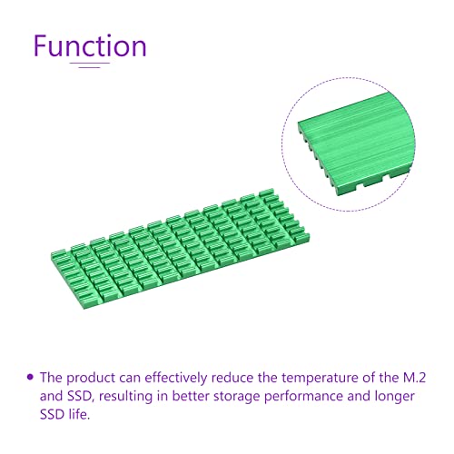 DMIOTECH 1 pacote 70x22x3mm Radiador de alumínio para 2280 disco rígido Colo de calor verde para M.2 Acionamento de estado sólido