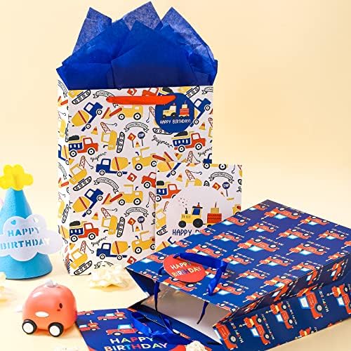 Sacos de presente grandes de 13 com cartão e papel de seda - 2 pacote para crianças aniversário, embrulho de presente