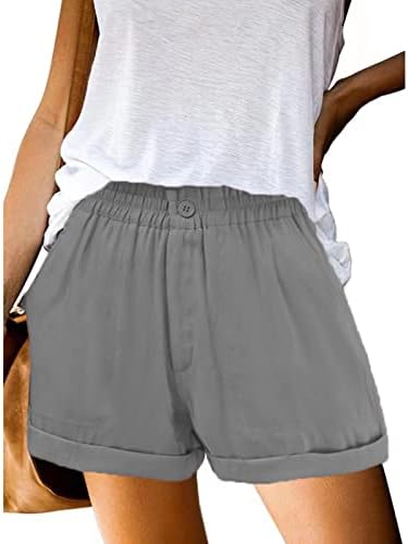 Firero Summer Shorts para mulheres, shorts casuais femininos elásticos de cor sólida com unhas zíper confortável bolso casual shorts