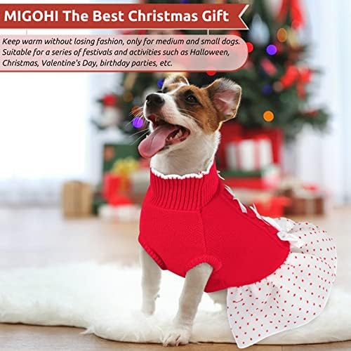 Vestido de suéter de Natal de cachorro Migohi, cães de cachorro de cachorro pequeno com cacos de cachorro com coleira