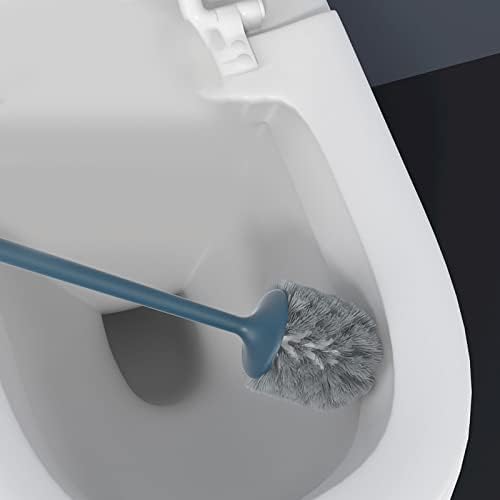 Conjunto de escovas de vaso sanitário, escova de vaso sanitário e suporte macio de cerdas macias estendidas para limpeza de desenhos animados lavador de vaso sanitário com base para banheiro