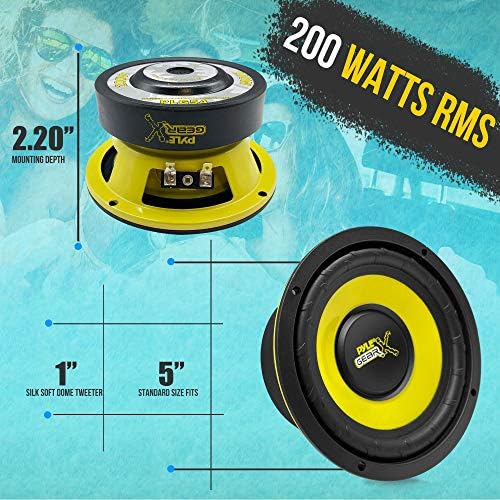 Pyle Car Mid Bass Speaker System - Pro 5 polegadas 200 watts 4 ohm com componente de Bass Mid -Bass Poly Woofer & 5,25 ”Somente de som de carro - Cone de injeção de poli azul atualizado Pico de 3 vias de 200 watts wt pico wt