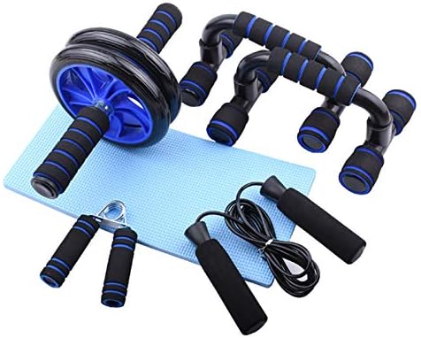 Sethruki Abdominal Muscle Training Rollers, kit de rolos de 5 em 1 com joelheiras, barras de flexão, alças, pulando cordas, kits de exercícios de academia em casa adequados para treinamento físico