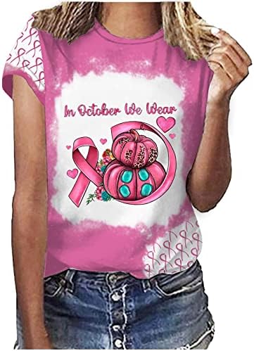 Camisa de câncer de mama Mulheres caem rosa câncer de mama Consciência fita de fita curta manga curta gente de trepadeira