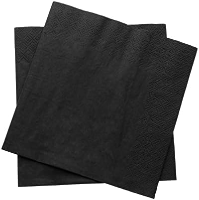 Guardanapos de bebida preta Perfectware 2ply Black. 300 contagem 2ply coquetel guardanapos pretos. 10 x 10 guardanapo