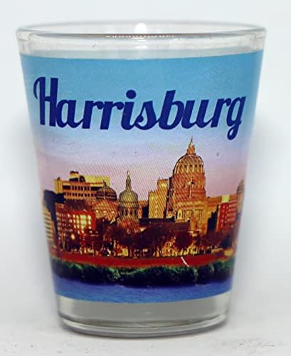 Harrisburg Pennsylvania Day Skyline Shot Glass