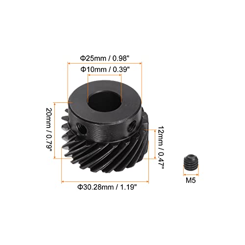 uxcell 10mm de abertura interna 20t engrenagem helicoidal helicoidal 1 mod endurecido 45 spur de aço diferencial motor