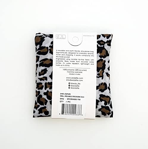 Erda Sand Leopard Pequeno bolsa ergonômica reutilizável, bolsa de compras, bolsa de compras, bolsa de viagem