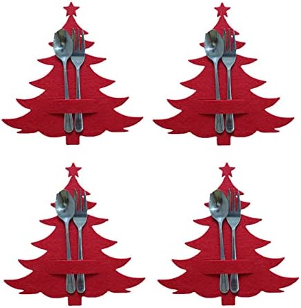 Gadgets de cozinha legais 2022 Bolsa de talheres de Natal | 4 peças/conjunto árvore de Natal
