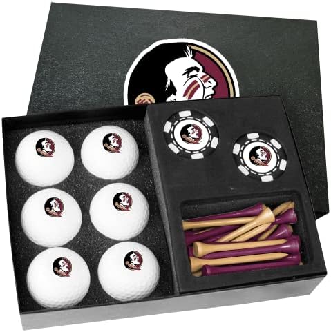 Venture Golf Florida State Seminoles Conjunto de presentes com chips de poker preto RD-1