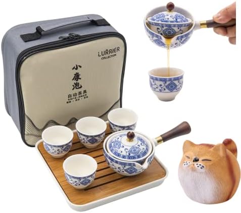 Lurrier Gongfu Conjuntos de chá com pequenas estatuetas de gato preguiçoso