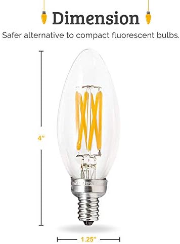 Brite Innovations 5 watts = 60W LED equivalente Candelabra / lustre lâmpada lâmpada de lâmpada de lâmpada 3000k-torpedos Tip Energy