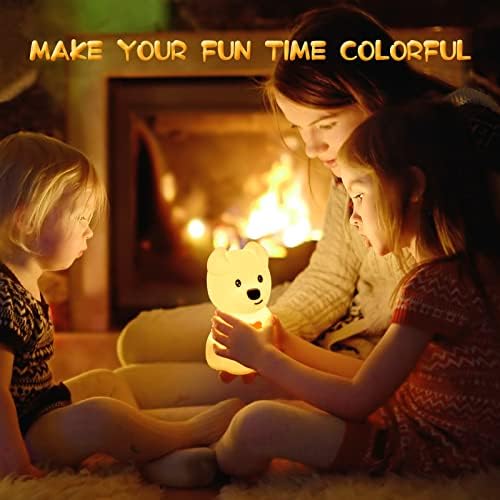 Pamano Dog Night Light for Kids, Luz de silicone de berçário de silicone de cabeceira com bateria, 9 cores Alterando