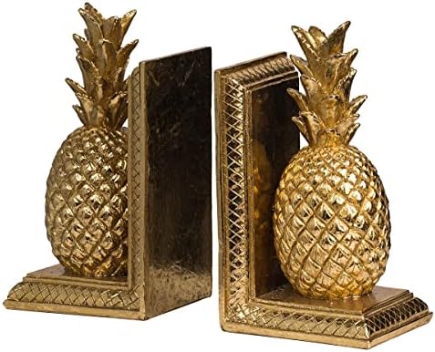 Loui Michel Cie, conjunto de 2, 10x4x9 Pineapple Bookend, ouro