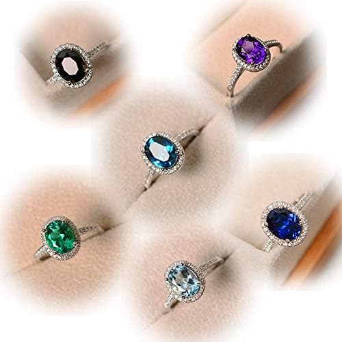 Classy e lindo e lindo anel de casamento de topázio azul verde roxo 925 Presente de jóias de prata