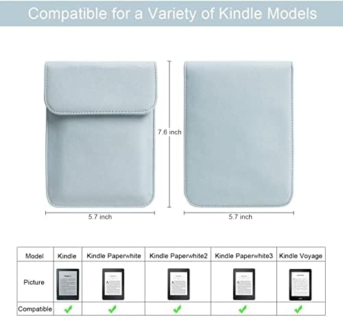 Para um Kindle Paperwhite de 6 polegadas, capa bolsa de manga bolsa -Include White Lichchee Padrão Mão Strap -Sky Blue