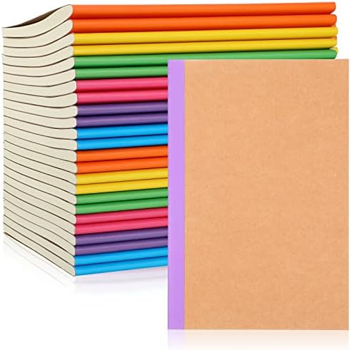 Revistas de cadernos de composição A5 Kraft Notebooks Kraft Capa com espinhos de arco -íris, 120 páginas no caderno de papel