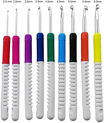 9pcs/conjunto de alça de plástico macio colorido alumina ganchos de crochê A agulhas de tricô Conjunto de 2-6 mm de crochê para