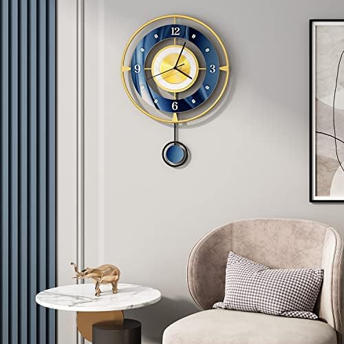 Relógios de parede Meisd para decoração da sala de estar, 21 polegadas de parede decorativa de 21 polegadas bateria operada com pêndulo para o quarto da cozinha da cozinha casa, grande relógio de parede de metal, relógio de parede silencioso que não está marcado