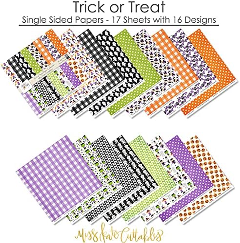 Pattern Paper Pack - Trick ou Treat - Halloween - Scrapbook Premium Paper Specialty Paper de 12 x12 Coleção inclui 16 folhas - Por Miss Kate Cuttables