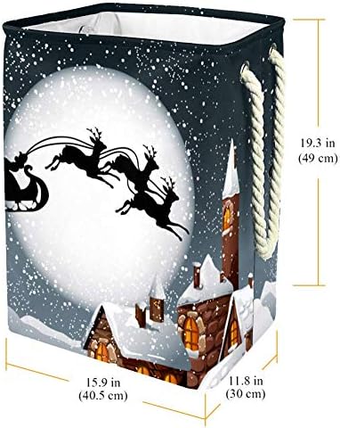 Indomer Papai Noel e sua rena na lua cheia 300d Oxford PVC Roupas à prova d'água cesto de roupa grande para cobertores Toys