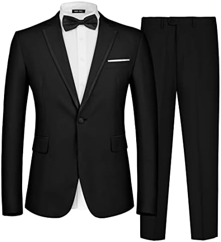 Mago masculino masculino masculino de 2 peças um botão Slim Fit Fitle Wedding Prom Tuxedo Suits Blazer calça com conjunto