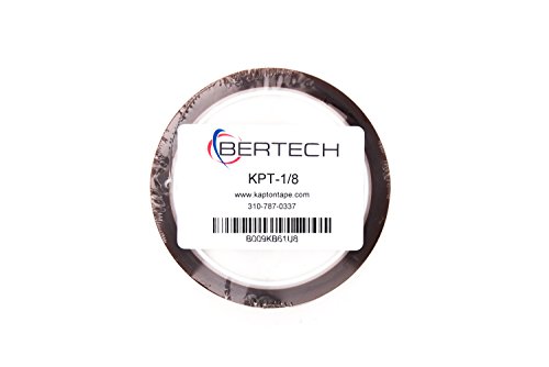 BERTECH - KPT -1/8 KAPTON TAPE, 1 mil espessura, 1/8 polegadas de largura x 36 jardas de comprimento, filme de Kapton com adesivo de silicone, núcleo de 3 polegadas, rohs e alcance âmbar compatível