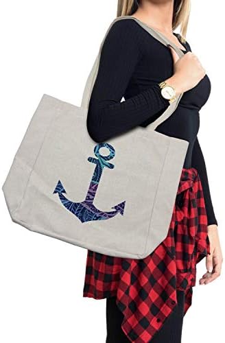 Bolsa de compras de Ambesonne âncora, imagem de âncora estampada elementos marinhos emblema emblema de arte oceânica impressa, bolsa