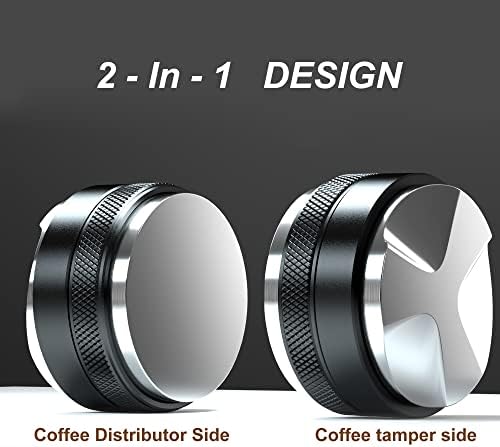 Distribuidor/nivelador de café de 51 mm, vanguarda de mão -de -cabeça dupla, portafilters de 51 mm Delonghi, profundidade ajustável