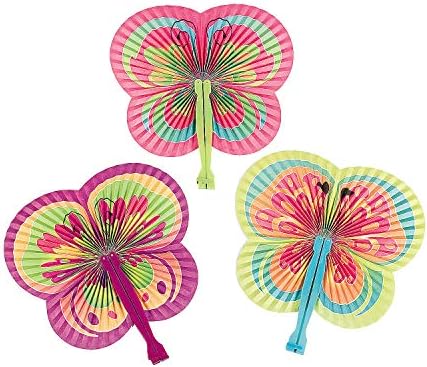 Divertido Fãs dobráveis ​​em forma de borboleta expressa - conjunto de 12 - favores e suprimentos de festa
