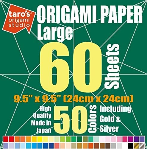 [Taro's Origami Studio] Large 9,5 polegadas 50 cores 60 folhas e origami Animais Book Combo