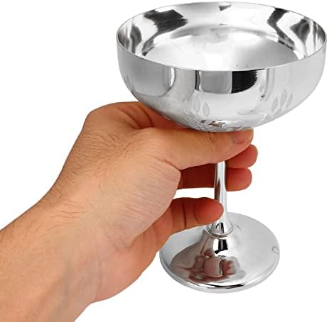 Cálice de vinho de metal, padrão gravado Feel Feel Decorative Metal Champagne Cup 304 Aço inoxidável para casa