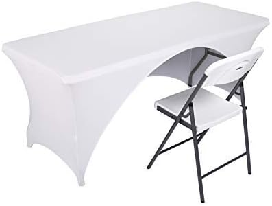 Tamas de mesa ajustadas de Lzy para mesas dobráveis ​​de 6 pés, abertura nas costas, spandex/alongamento/tabela retangular elástica para exibição de feiras ou festas
