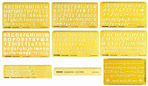 TRACEEase Modelo de Alfabeto em inglês e árabe Ferramentas de desenho de letras estênceis, pacote de 9 peças