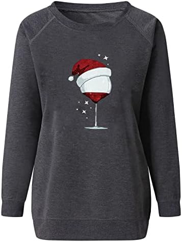 Camisas de Natal femininas Moda 2023 Ano Novo Crewneck Moletom Selve Longa Camisola Gráfica Solid Funny Sweater Top Vintage