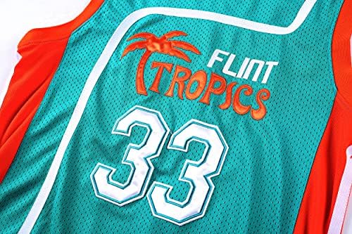 Flint Tropics Jackie Moon #33 Coffee Black #7 Semi Pro 90s Hip Hop Roupas para festas Jersey de basquete Green White