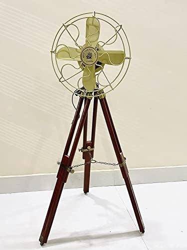 B A Instruments Film de piso antigo artesanal, ventilador da Marinha Real com fã marrons de madeira de madeira de madeira