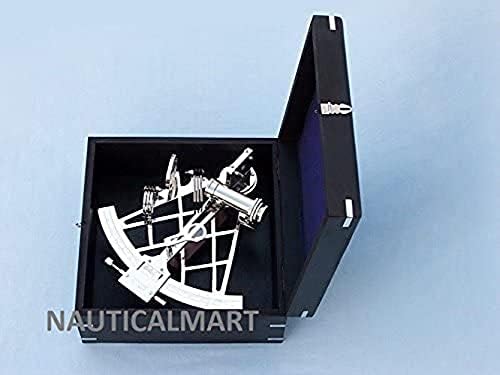 Sextante cromo 12 do almirante nauticalmart com caixa de pau -rosa preta