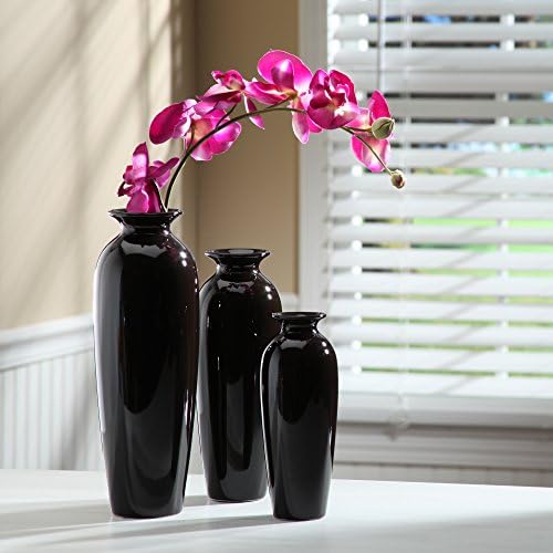 Conjunto de Hosley de 3 vasos de cerâmica preta. Presente ideal para casamento ou ocasiões especiais para uso em cenários de aromaterapia