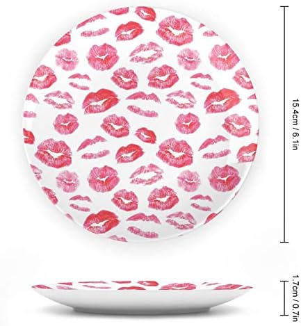 Lábios vermelhos beijos impressos ósseos de cerâmica China placas decorativas com ornamentos pendurados pratos de jantar