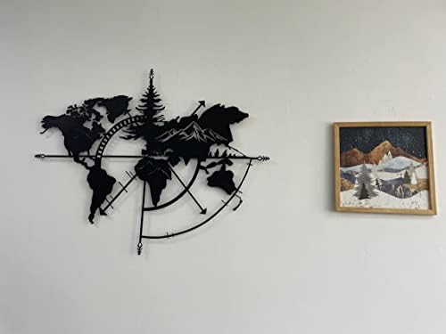 Mapa mundial de metal mapa de parede mapa do mundo montanhas 3d silhueta de parede decoração de parede de metal decoração de sala de estar em casa decoração de sala de estar