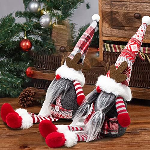Decorações de gnomos de natal bwfy com fofos Antlers 2pack Recheia artesanal Tomte sueco elk elk knomes estatueta escandinava para presentes