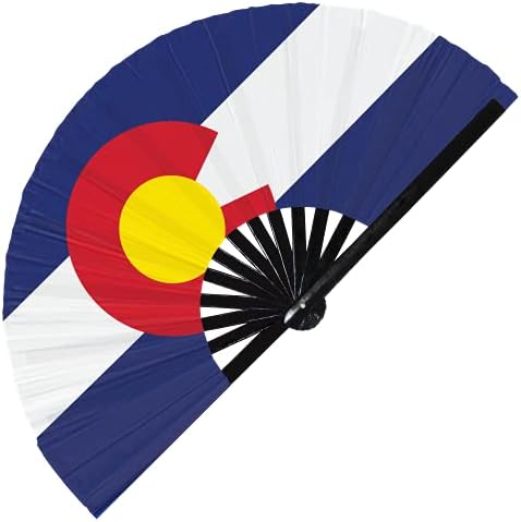 Fan da bandeira do Colorado Estado dos Estado Fan dobrável de mão, American States Sinaliza grande ventilador de mão de bambu, melhor resistente a desbotamento de cetim durável