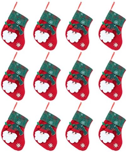 Bestoyard 12pcs Mini meias de Natal Papai Noel Sofing Socks Gift Treat Bag de férias XMS Tree pendurada Decorações para lareira Janela da parede