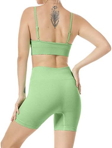 Women Seamless Yoga Set 2 peças BRA SPORT Sport com shorts de cintura alta tracksuit de roupa de legging.jninth