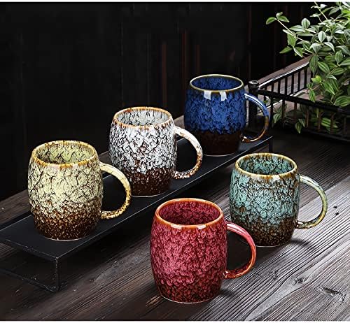 Fighver grande caneca de café cerâmica de 2, 14 onças de chá de chá de cerâmica artesanal com alça para cappuccino, café