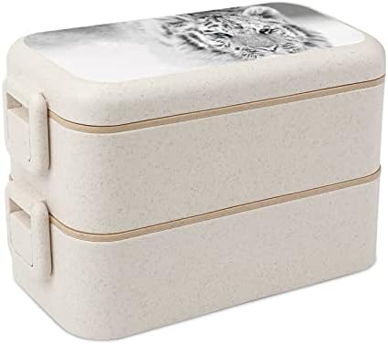 Branca de neve Tiger duplo empilhável Bento lancheira recipiente de almoço reutilizável com utensílio para jantar escolar