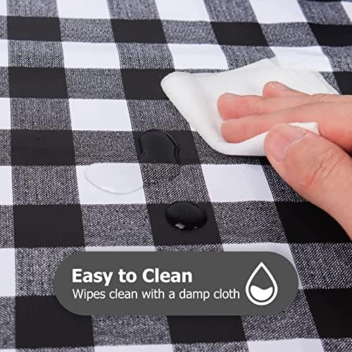 Toca de mesa de retângulo de vinil xadrez em preto e branco, toalha de mesa de guingão resistente a manchas e lavável